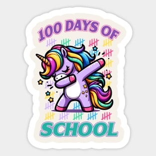 100 Days Of School Dabbing Unicorn Sticker